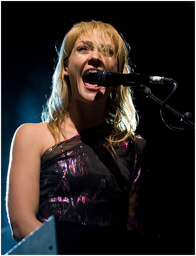 Emily Haines of Metric performs at during Jingle Bell Rock at Shaw 