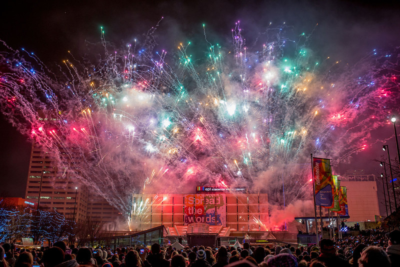 New Years Eve Fireworks in Churchill Square in Edmonton on January 1, 2015. (Photo by Ryan Jackson / Edmonton Journal)