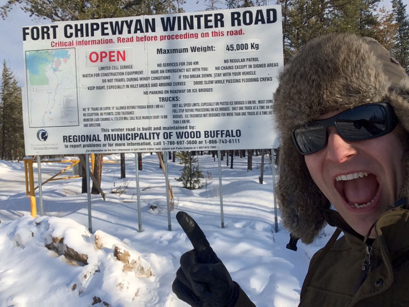 The gate to the Fort Chipewyan winter ice road.