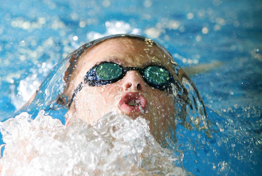 A swimming competitor warms up during the 2007 Western Canada Summer Games.